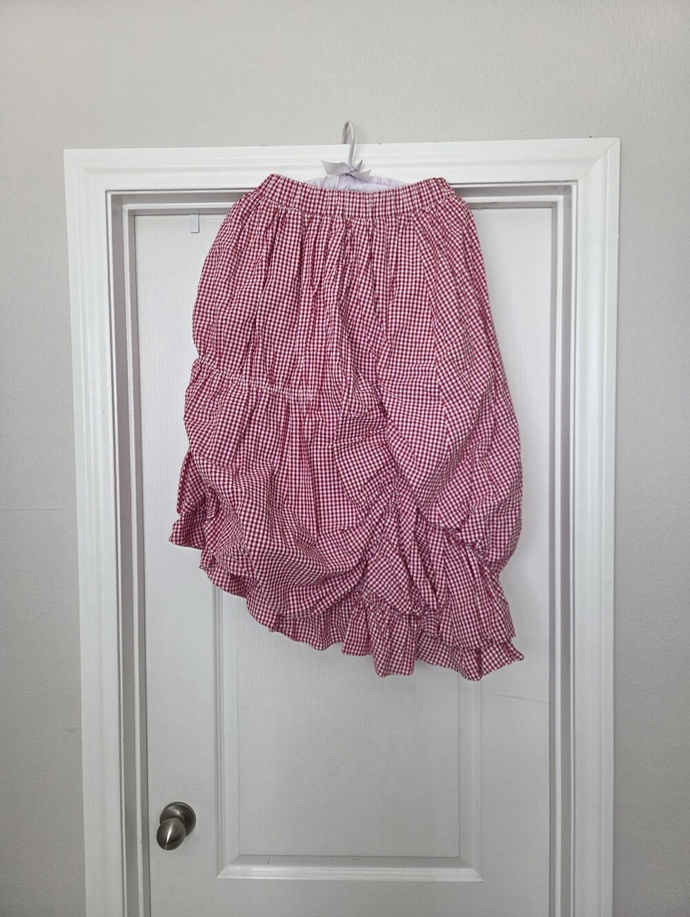 Unlogical Poem Cotton Red Gingham Victorian Inspired Pick Up Skirt Small To M - Picture 2 of 9